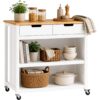 Relaxdays Servierwagen mit 2 Schubladen Weiss/Hellbraun