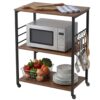 2211833 - Mediatech Relaxdays Rollwagen 3 Ebenen H x B x T: ca. 89 x 60 x 40 cm, Braun