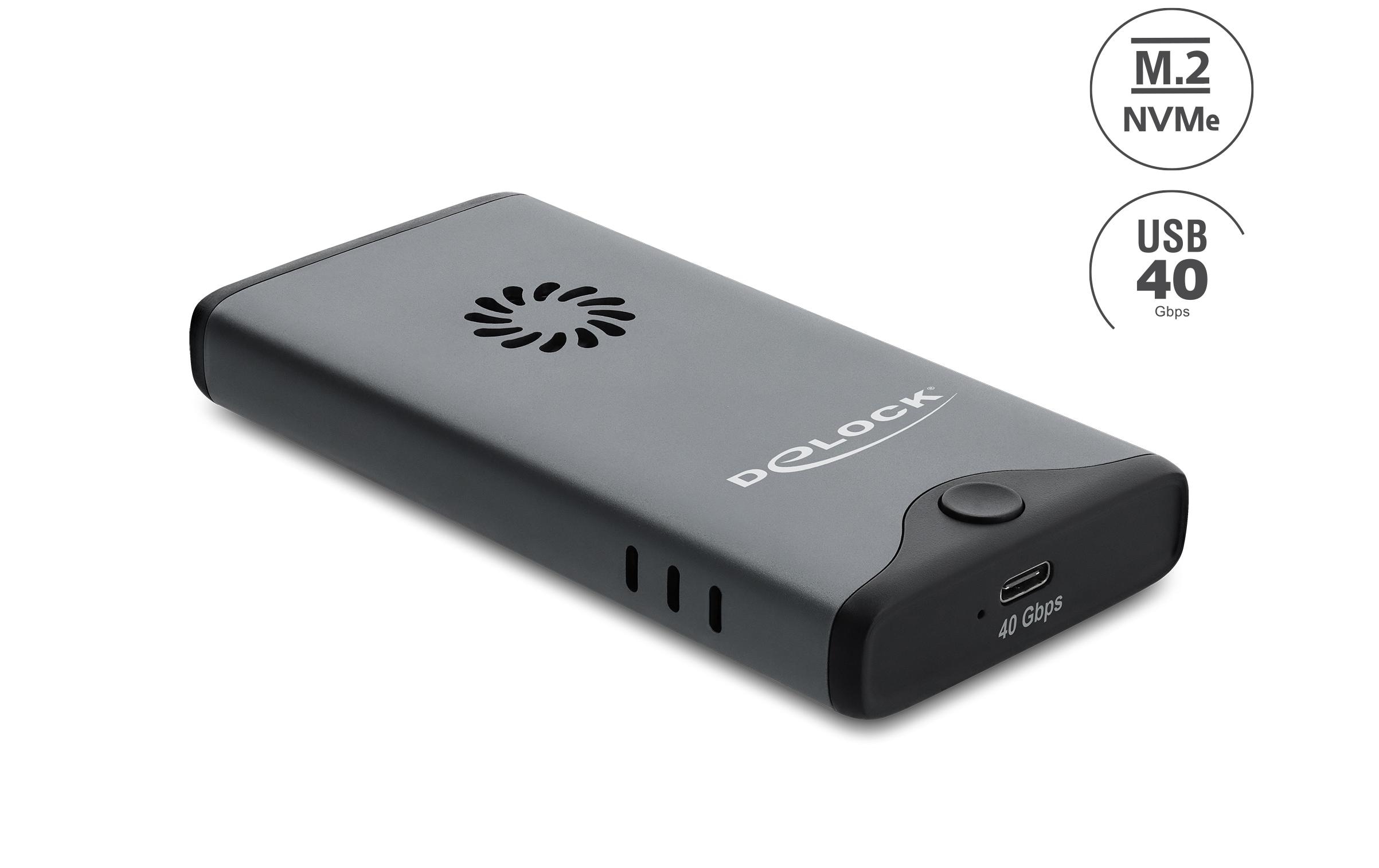 2212727 - Mediatech Delock M.2 NVMe PCIe SSD Gehäuse USB Type-C, 40 Gbps, mit Lüfter kaufen Schweiz | Mediatech.ch
