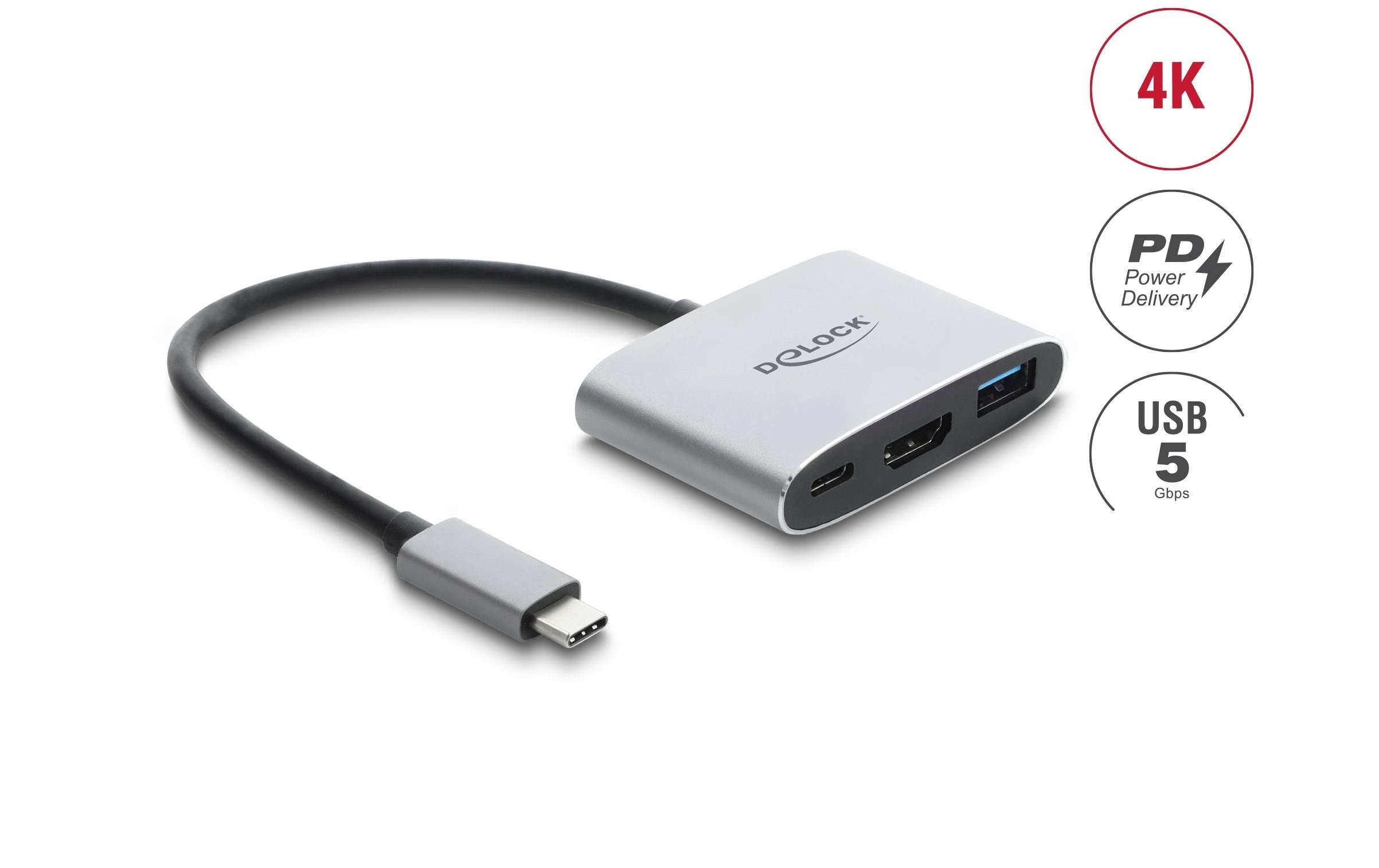 2212740 - Mediatech Delock USB Type-C Adapter zu HDMI 4K 60 Hz, USB-A, PD 3.1 140 W kaufen Schweiz | Mediatech.ch