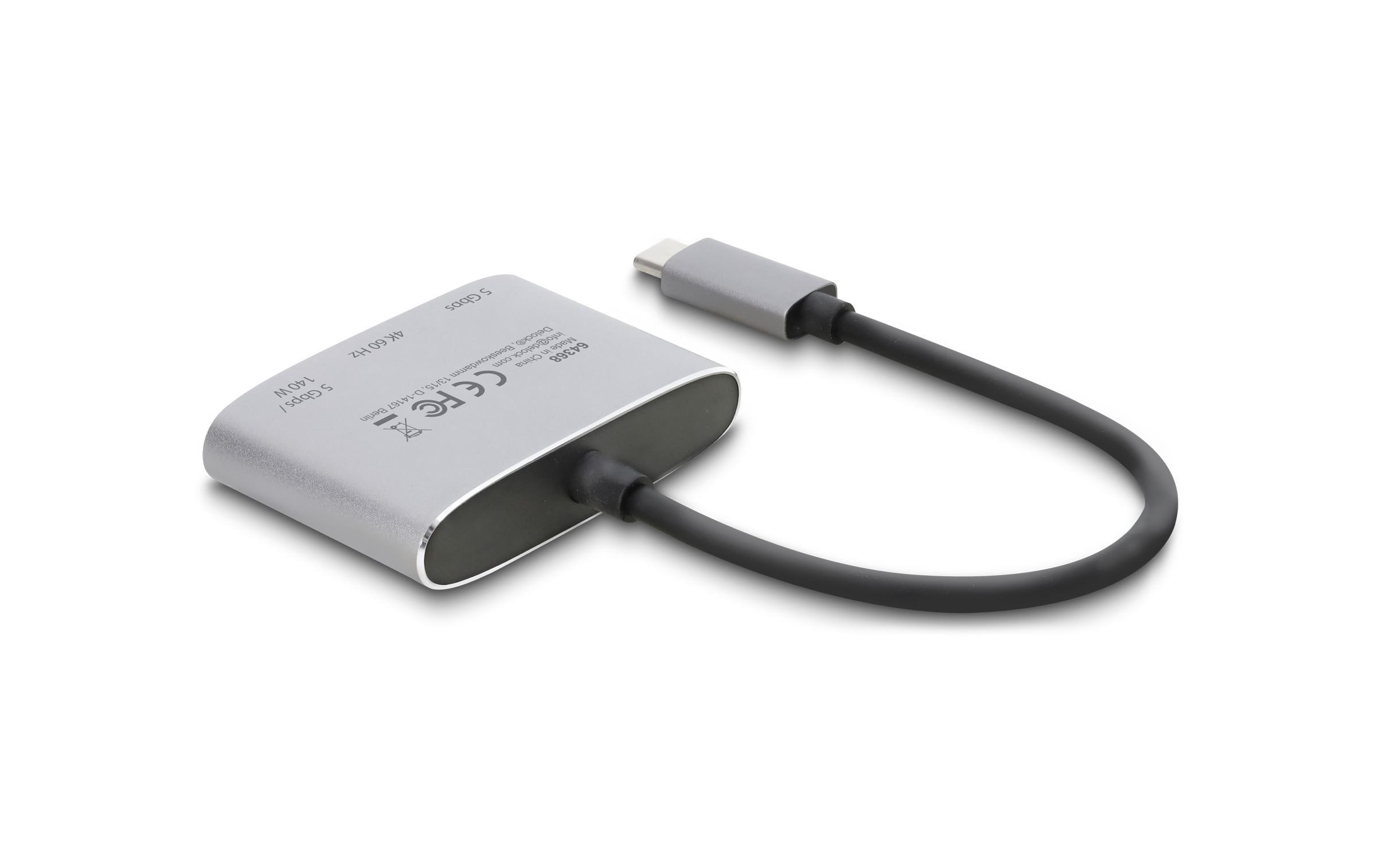 2212740_1 - Mediatech Delock USB Type-C Adapter zu HDMI 4K 60 Hz, USB-A, PD 3.1 140 W