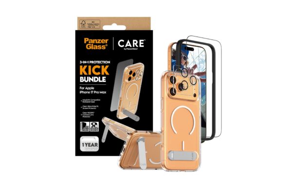 PanzerGlass Feature Kick 3-in-1 Set mit Schutzfolie und