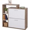 2226906 - Mediatech Relaxdays Schuhschrank mit 2 Klappen Weiss/Hellbraun