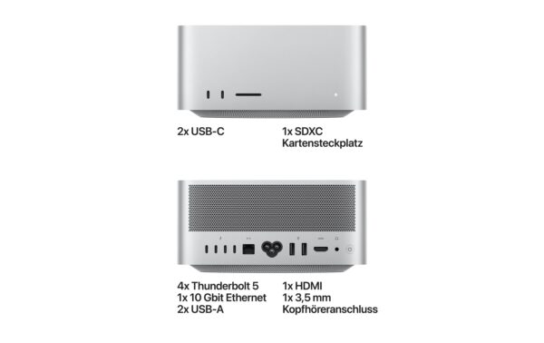 Mac Studio (M5 Max), Silber 18C CPU, 32C GPU, 36GB, 512GB