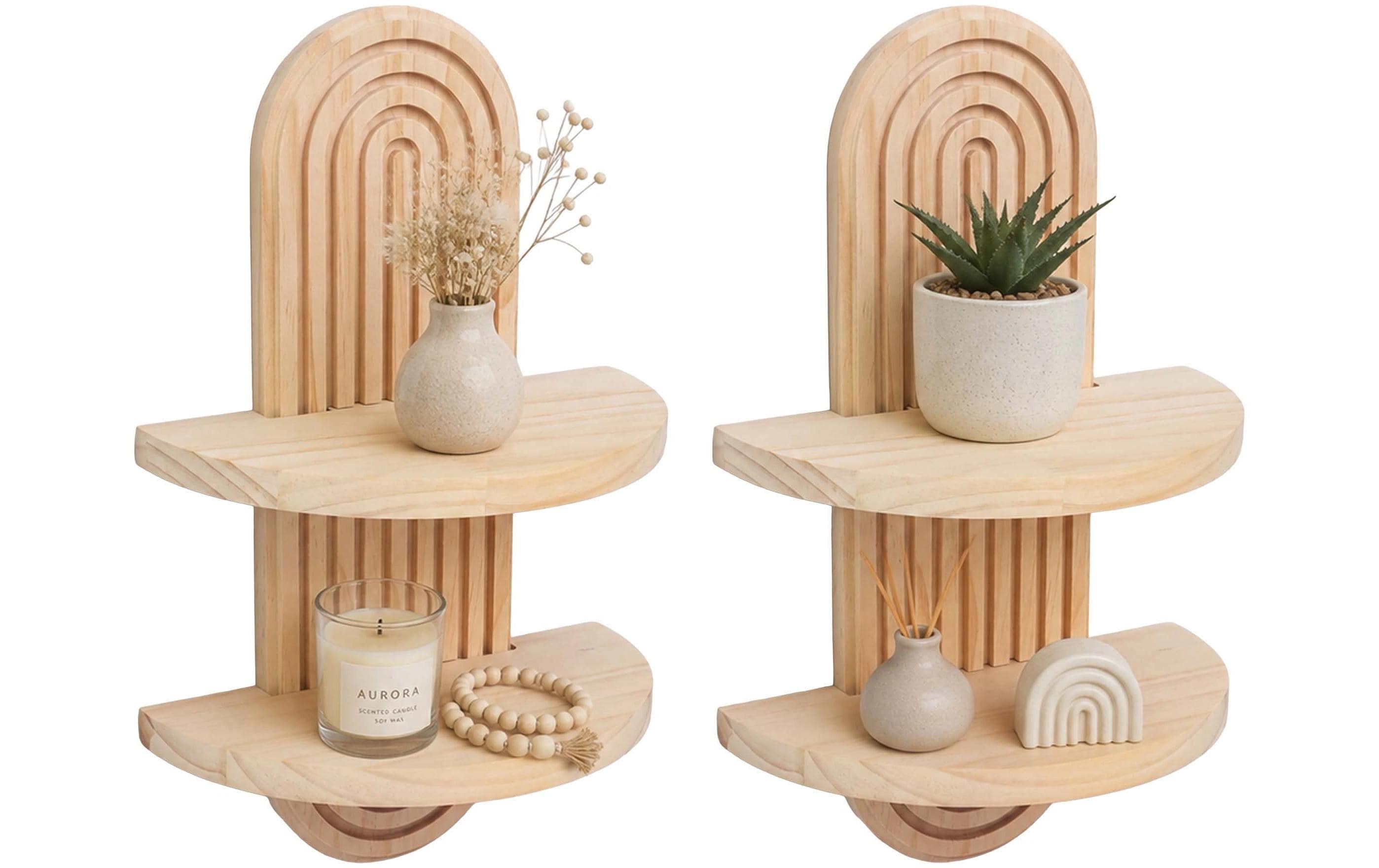 2243966 - Mediatech Relaxdays Wandregal Boho 2 Ablagen 2er Set, Braun kaufen Schweiz | Mediatech.ch