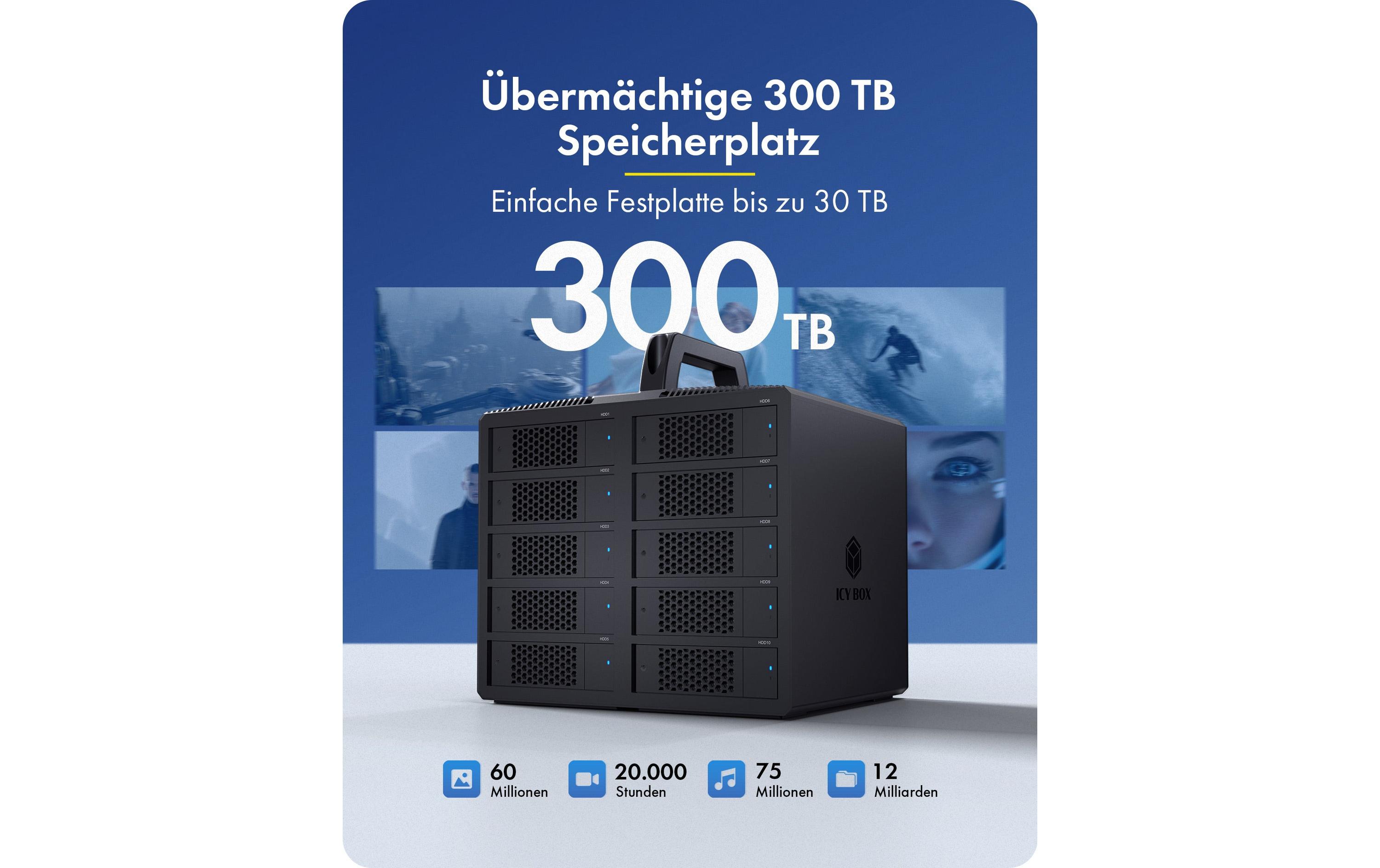 2255667_1 - Mediatech ICY BOX ext. 10x3.5 Gehäuse IB-3710-C31 schwarz, USB3.2, SATA3