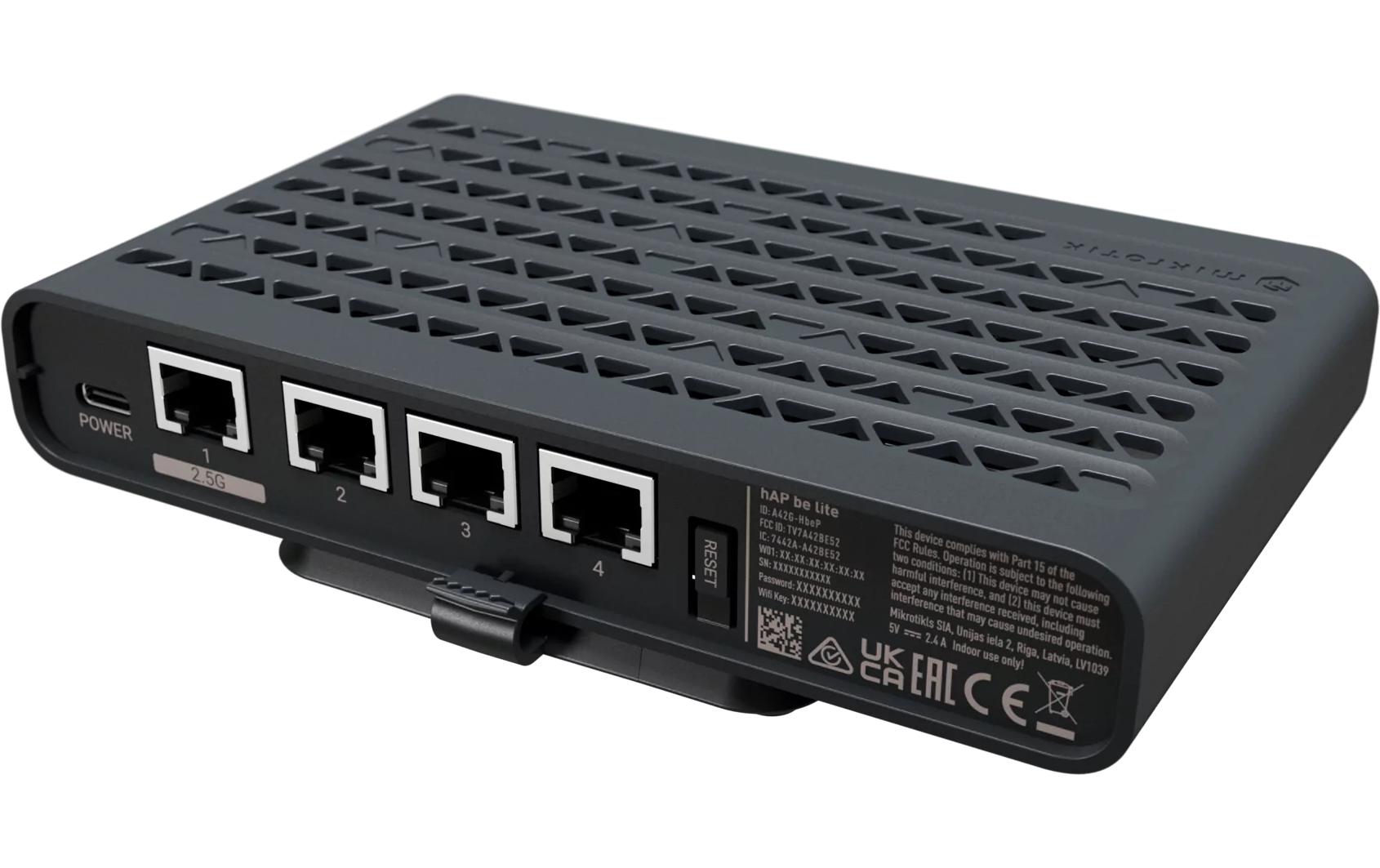 2255985_1 - Mediatech MikroTikA42G-HBEP: hAP be lite: WiFi-7 1x2.5GE, 3x1GE LAN, USB-C Netzteil