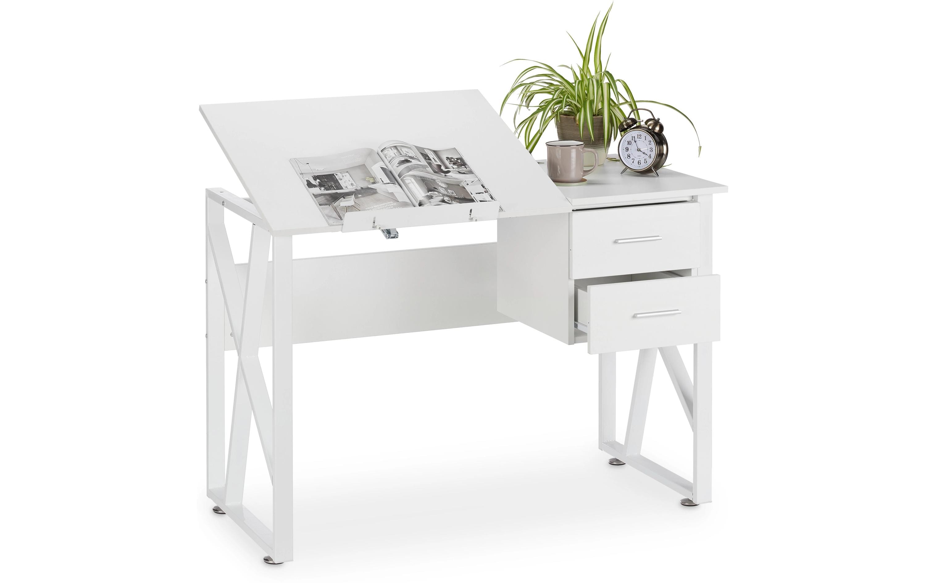 2256164 - Mediatech Relaxdays Schreibtisch neigbar weiss, 75x110x55cm (HxBxT) kaufen Schweiz | Mediatech.ch
