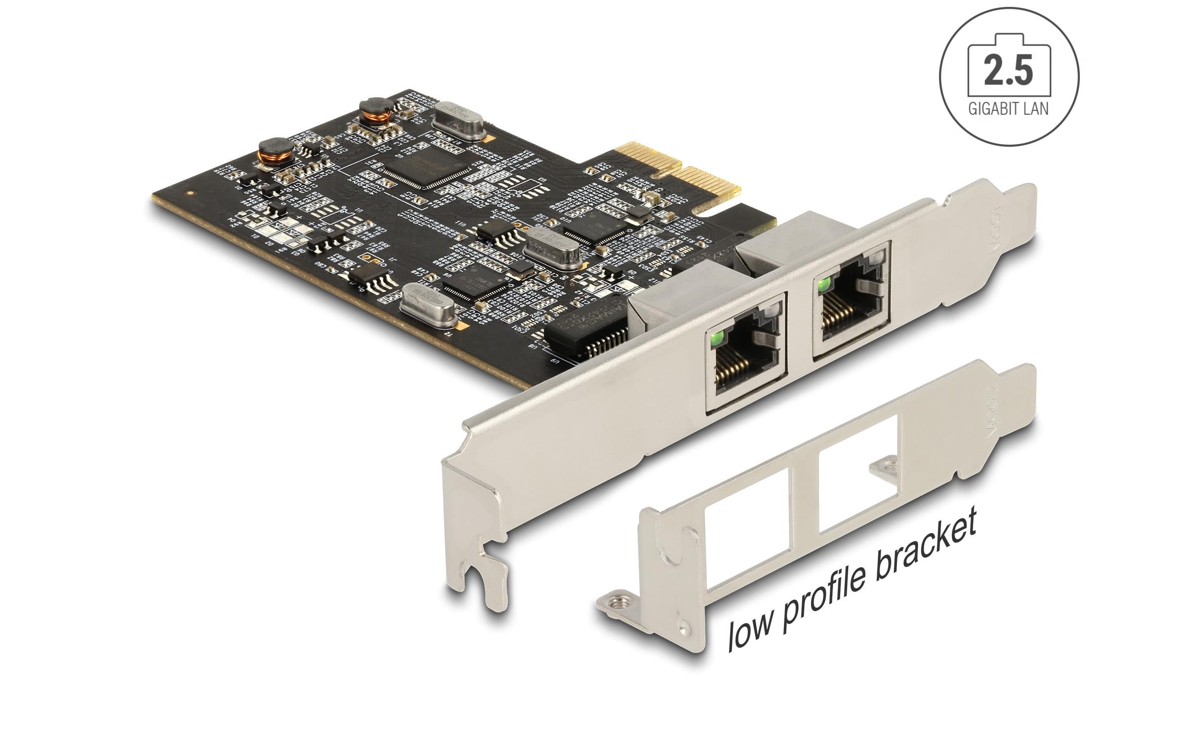 2256362 - Mediatech Delock PCI Express-x2 Netzwerkkarte 2.5Gbps LP, 10/100/1000Mbps, Intel i225V v3 Chip kaufen Schweiz | Mediatech.ch
