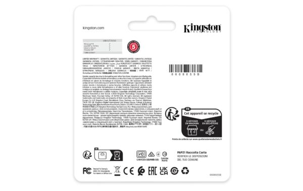 Kingston DataTraveler Kyson 64GB, USB 3.2 220MB/s, mit kappenlosem Metallgehäuse