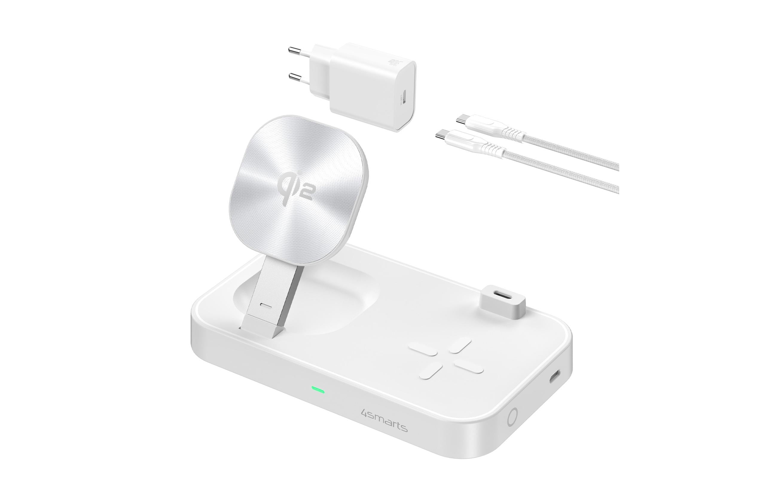 2261002 - Mediatech 4SMARTS Qi2 15W Multi-Ladestation MagSafe Weiss kaufen Schweiz | Mediatech.ch