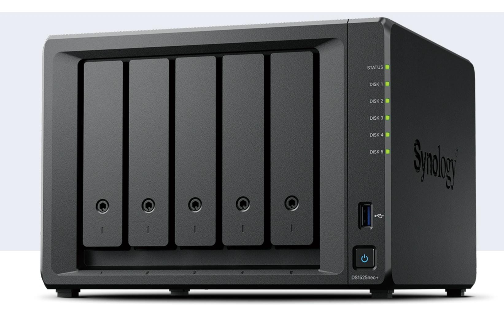 2263062 - Mediatech Synology DS1525neo+, 5-bay NAS 4GB non-ECC DDR4, 2.5GbE, AMD Ryzen V1500B kaufen Schweiz | Mediatech.ch