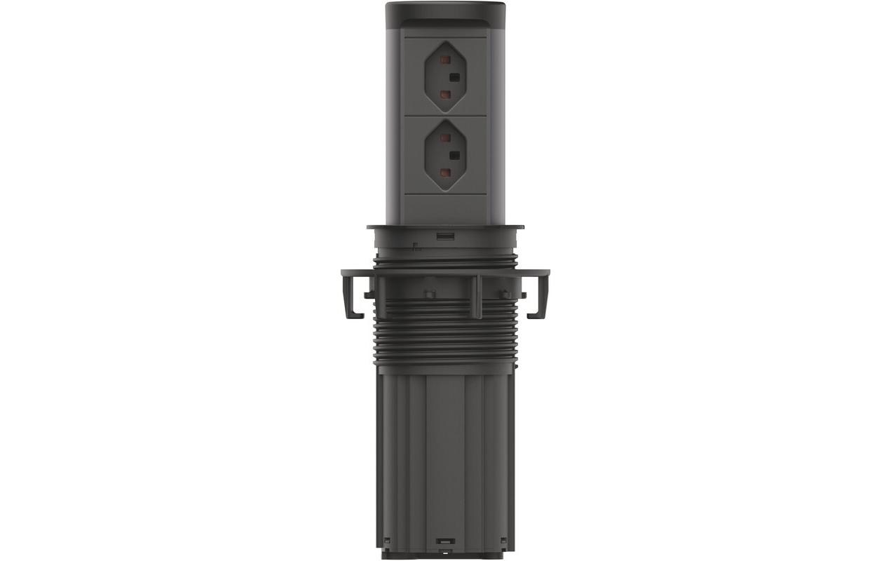 2263124_1 - Mediatech Bachmann ELEVATOR 2 Steckdoseneinheit herausfahrbar, schwarz matt, 2xCH T23