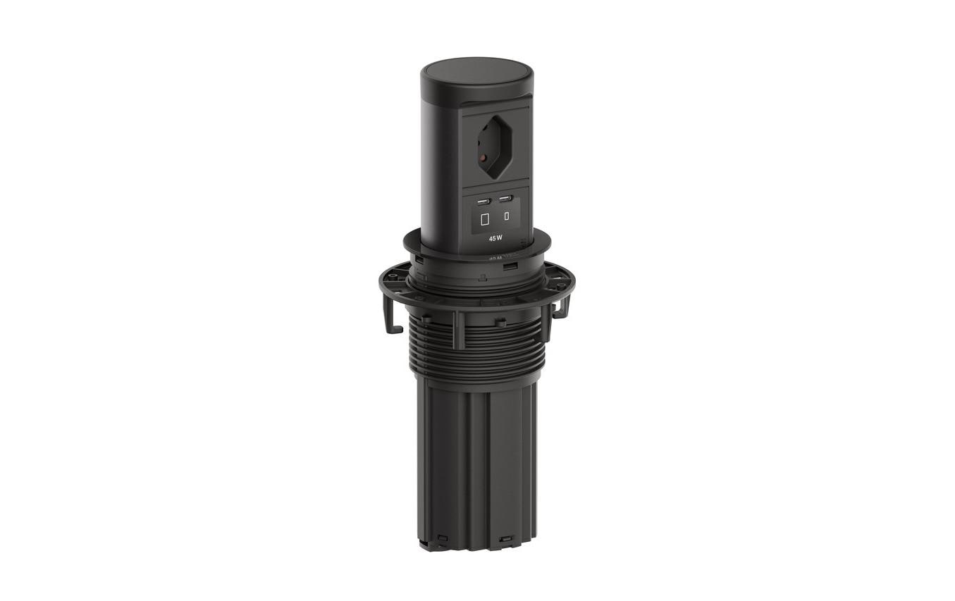 2263127 - Mediatech Bachmann ELEVATOR 2 Steckdoseneinheit herausfahrbar, schwarz matt, Ber.schutz kaufen Schweiz | Mediatech.ch
