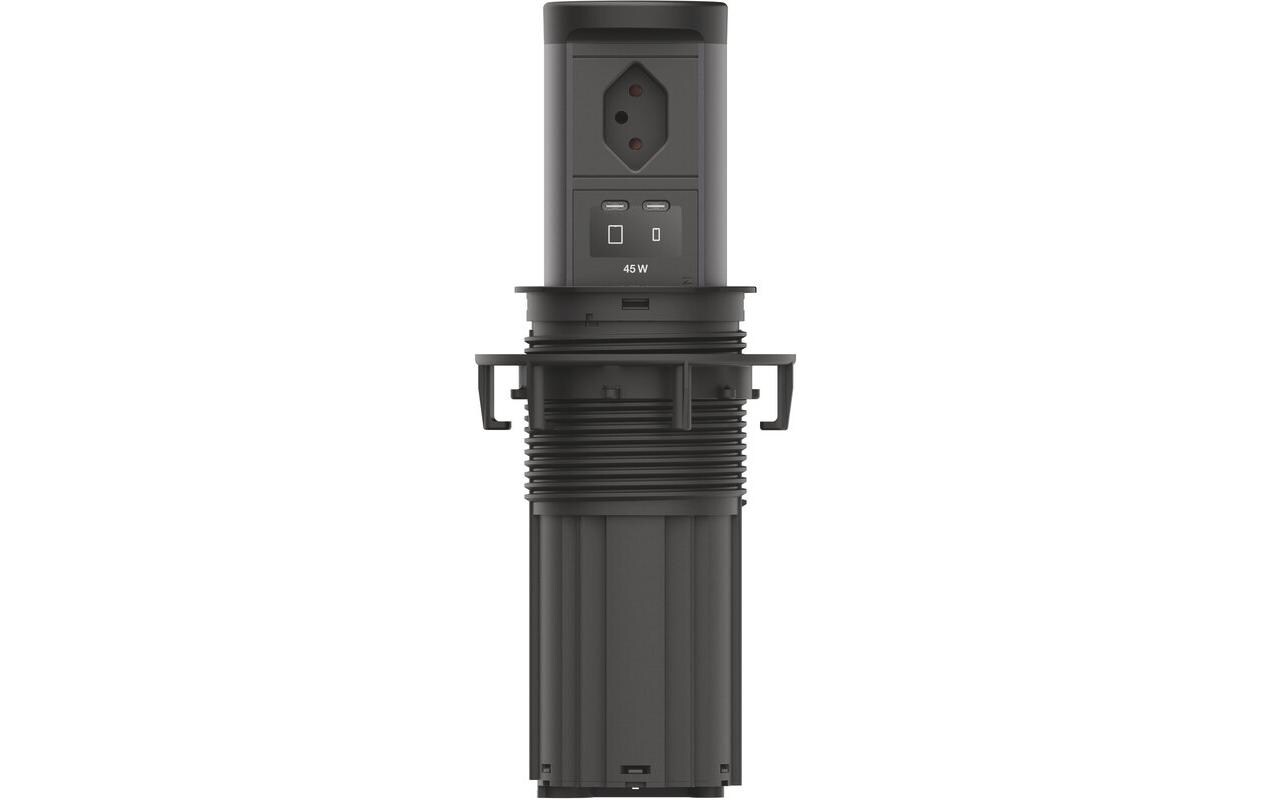 2263127_1 - Mediatech Bachmann ELEVATOR 2 Steckdoseneinheit herausfahrbar, schwarz matt, Ber.schutz