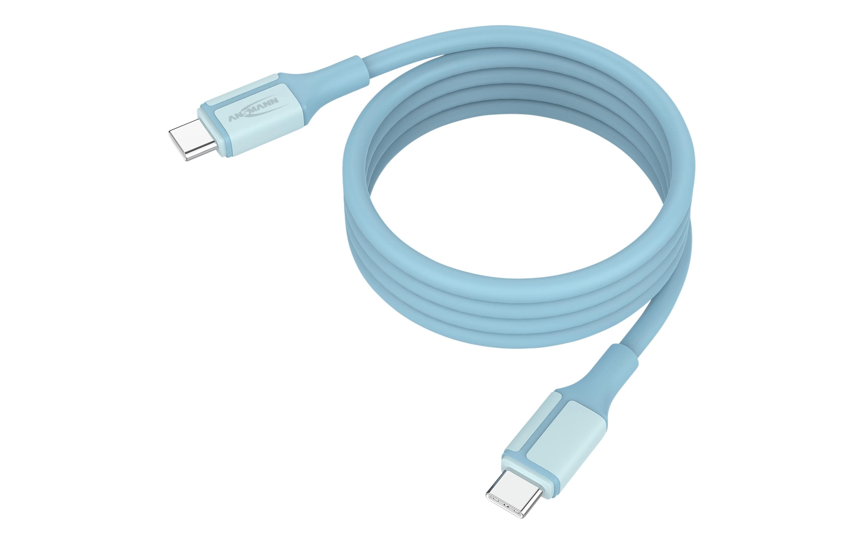 2266102 - Mediatech Ansmann USB-C Kabel magnetisch, auf USB-C, Länge: 120cm, blau kaufen Schweiz | Mediatech.ch