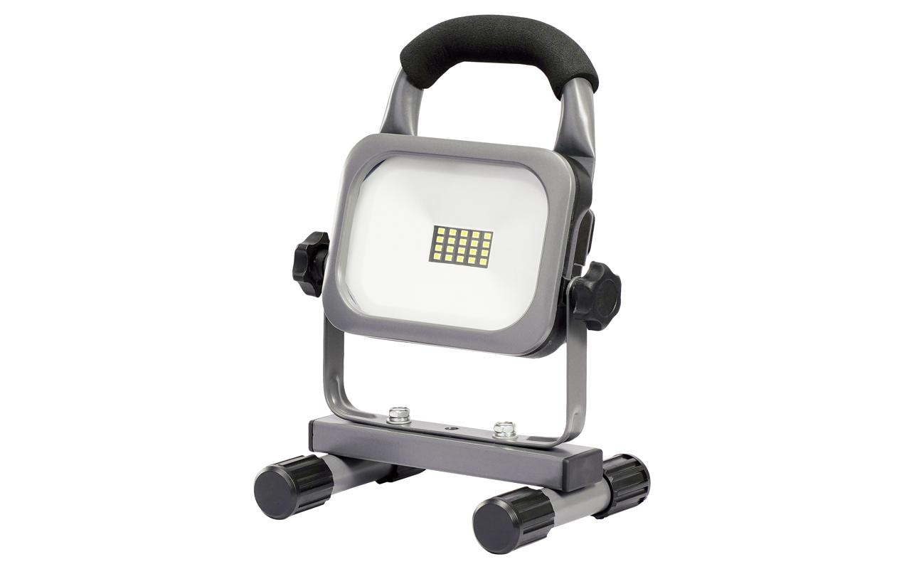 2267614 - Mediatech Steffen Worklight LED Akku-Strahler 15W mit Traggriff & Standfuss, grau