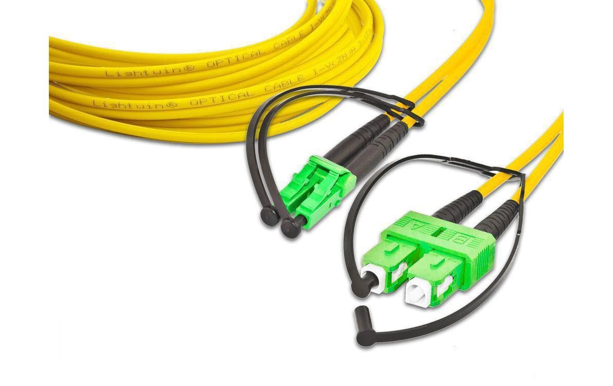 227234 - Mediatech Lightwin LWL Duplex Patchkabel, Singlemode 9/125µm, LC/APC - SC/APC, OS1/OS2, 2m