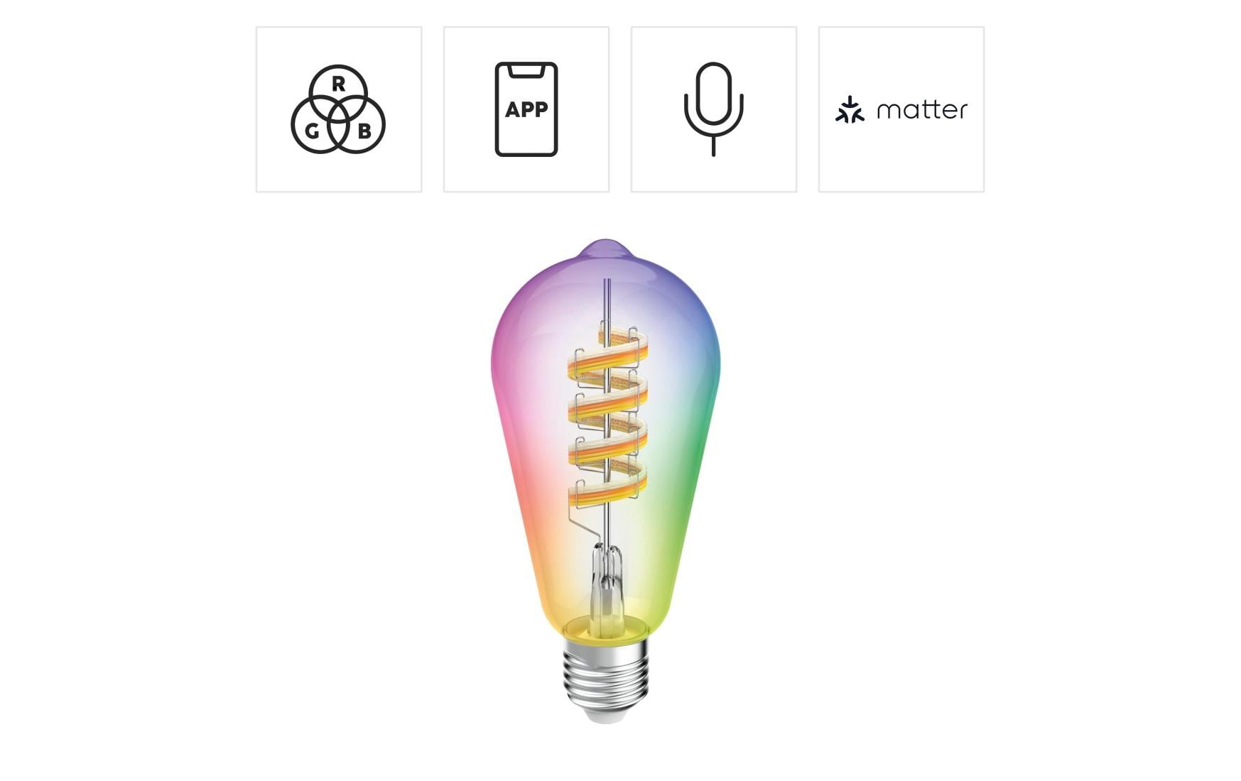 2275418_1 - Mediatech Hama Smarte LED-Lampe E27, Retro, Filament ST64, RGBW, dimmbar