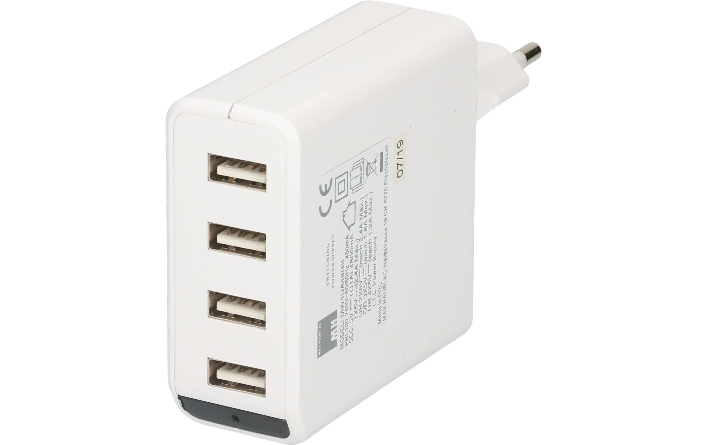 2277242 - Mediatech MAX HAURI Ladeadapter 4x USB-A, 24W, LED Indikator, weiss kaufen Schweiz | Mediatech.ch