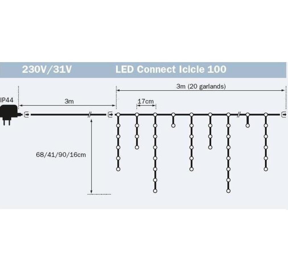 230332_1 - Mediatech STT Lichtervorhang LED Connect Icicle 100 Länge 3m, 20 Stränge, Abstand 17cm