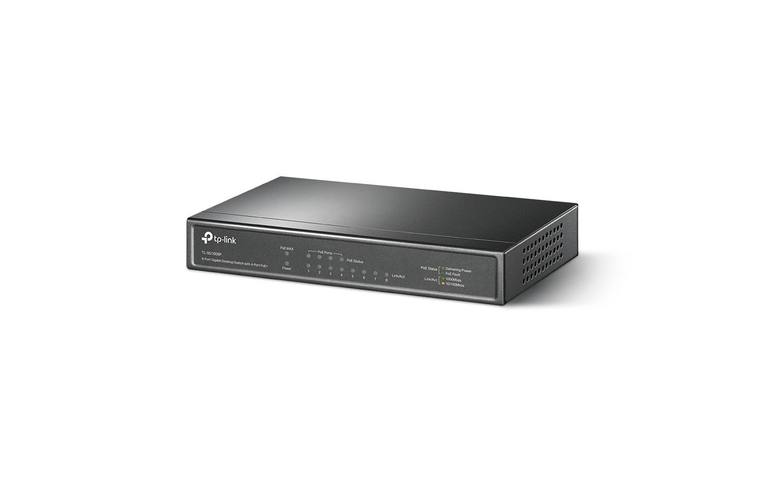TP-Link TL-SG1008P:8Port PoE Gigabit Switch 4xPoE 15.4Watt, Stahlgehäuse