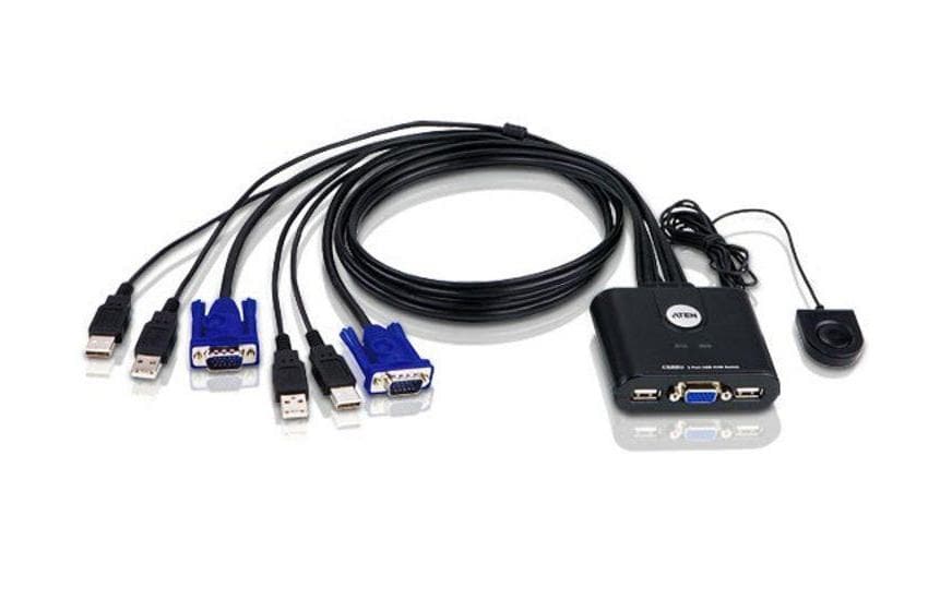 242169 - Mediatech Aten CS22U: USB VGA KVM Switch, 2Port USB 2.0, eingebaute Universalkabel, 2x 0.9m kaufen Schweiz | Mediatech.ch