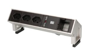 Steckdosenleiste DESK 2, 3xT13, 1xCustom 1xAbdeckung leer, GST18 Stromein-& ausgang