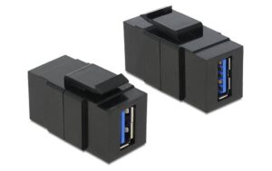 Delock Keystone Jack: USB3.0 Buchse-Buchse, schwarz