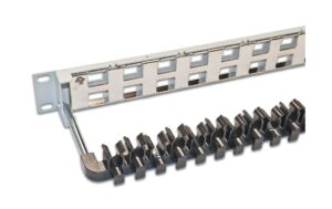 24-Port 1HE Patchpanel, geschirmt hellgrau, Leerpanel für Keystone Modul 19