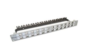 24-Port 1HE Patchpanel, geschirmt hellgrau, Leerpanel für Keystone Modul 19