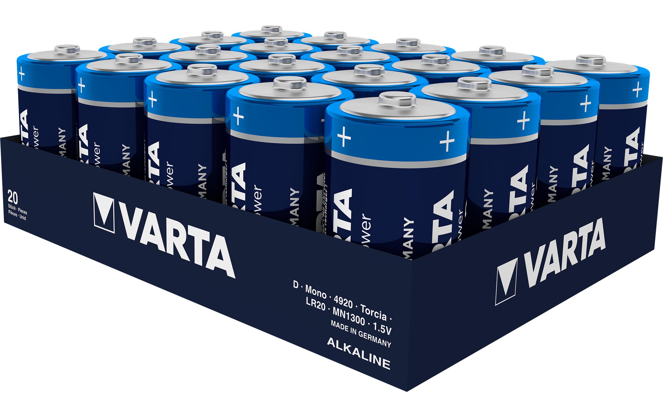 322133 - Mediatech VARTA Batterie Longlife Power D, 20Stk 20 Stück, Box, 1.5V