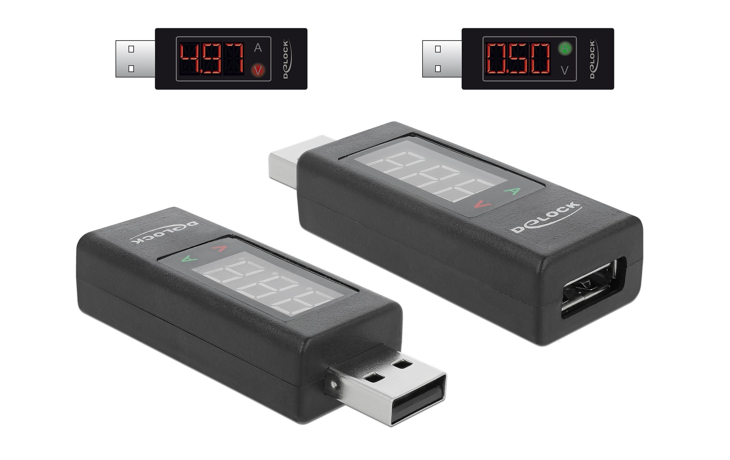 340704_1 - Mediatech USB Strommesser Adapter Volt&Ampere bis 4 Ampere, A Stecker-Buchse