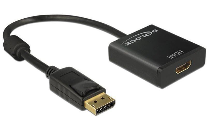 340908 - Mediatech Monitoradapter DP zu HDMI, aktiv,4K Support DP Stecker zu HDMI Buchse , 20cm, schwarz