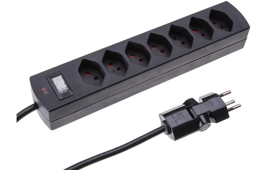 344945 - Mediatech Max Hauri Steckdosenleiste Safety-Line 7xT13, schwarz, mit Reset-Schalter kaufen Schweiz | Mediatech.ch