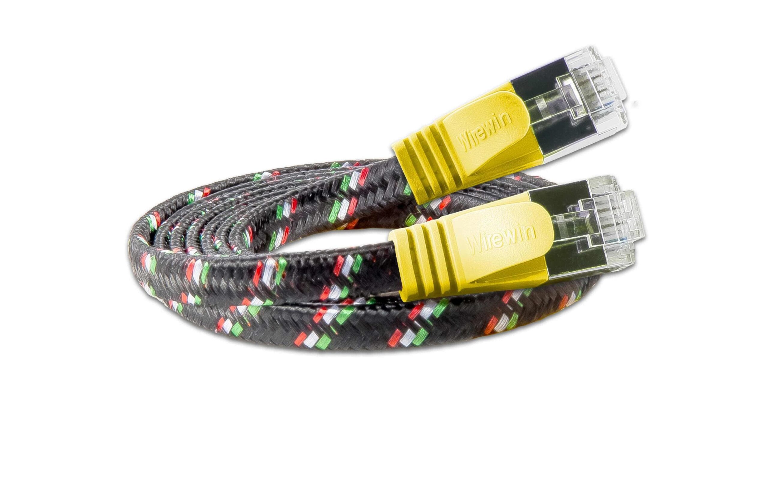 355241 - Mediatech Wirewin Slim Toughkabel: STP, 10m, gelb Cat.6, AWG36, Klinkenschutz, Nylonmantel