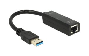 Delock: USB3.0 zu LAN Adapter, schwarz 10/100/1000Mbps, schwarz, Realtek, für Windows