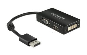 Displayport 1.1 zu HDMI/VGA/DVI Adapter benötigt DP++ Anschluss, schwarz, passiv