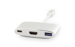 LMP USB-C 3.1 zu HDMI&USB3.0 Adapter Aluminium Gehäuse, silber,inkl. USB-C Laden