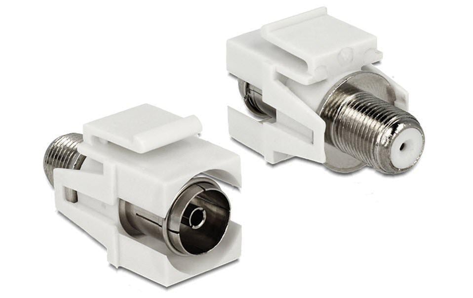 498005 - Mediatech Delock Keystone IEC - F (extern - intern) Buchse-Buchse, weiss, Flache Montage kaufen Schweiz | Mediatech.ch