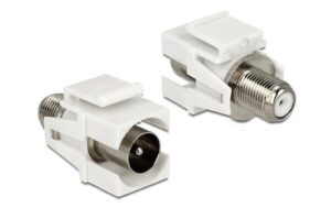 Delock Keystone IEC - F (extern - intern) Stecker-Buchse, weiss, Flache Montage