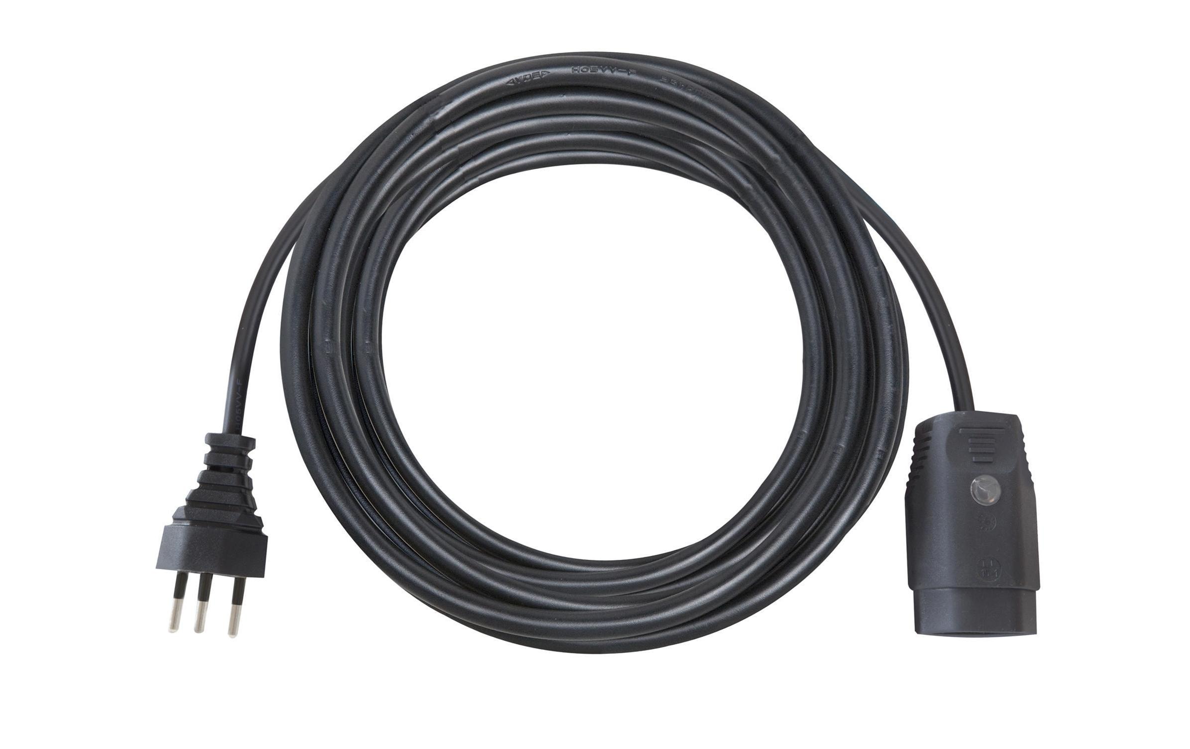 540142 - Mediatech Kunststoff-Verlängerungskabel, 10m, schwarz 10m, schwarz, 3-polig, T12/T13