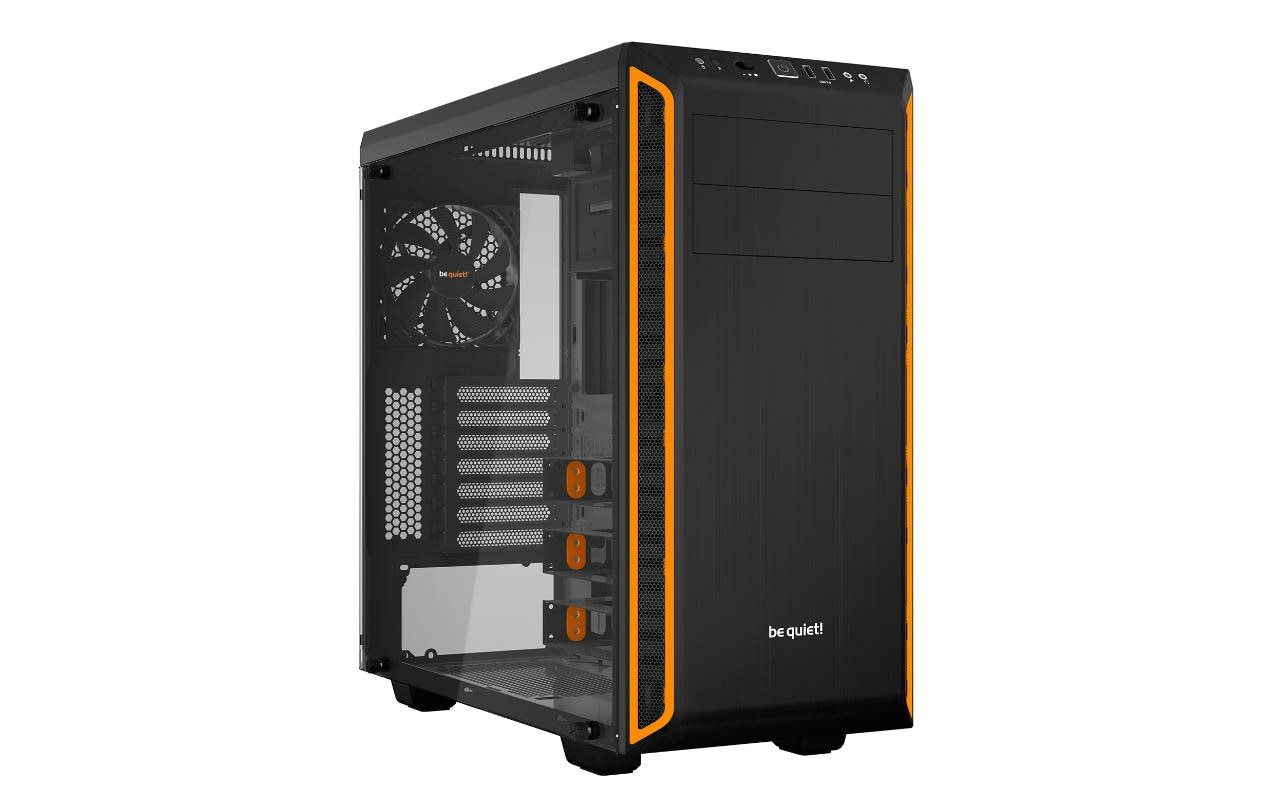 542812 - Mediatech be quiet Pure Base 600 orange Fenster o. NT, 2x 5.35, 3x 3.5, 2x 2.5, 2xUSB3.0