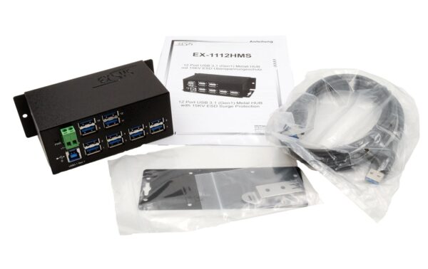 562412_3 - Mediatech EXSYS EX-1112HMS, 12xUSB 3.0/3.1 MetallHUB mit 15KV ESD Überspannungs-Schutz