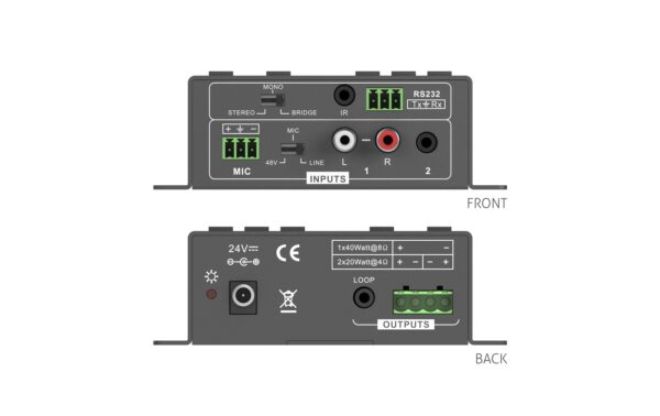 PureTools PT-AA220 Audio Verstärker, 4 Ohm/2x20W, 8 Ohm/1x40W