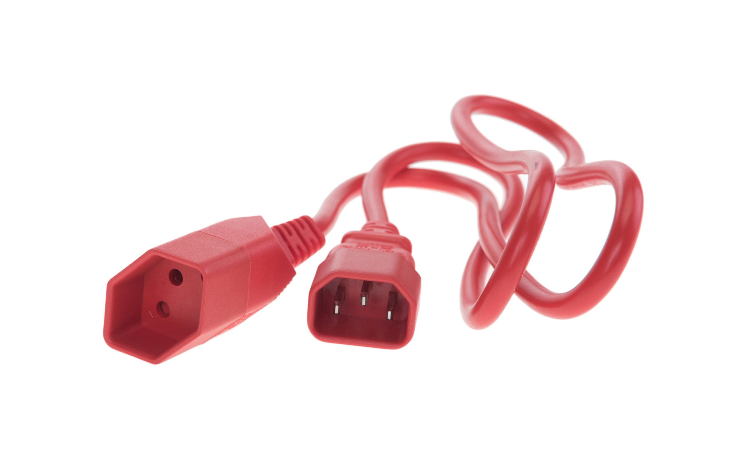 602772 - Mediatech Diggelmann Verlängerungs-Netzkabel 0.3 m C14 / T13 3x1mm2, rot kaufen | Mediatech.ch