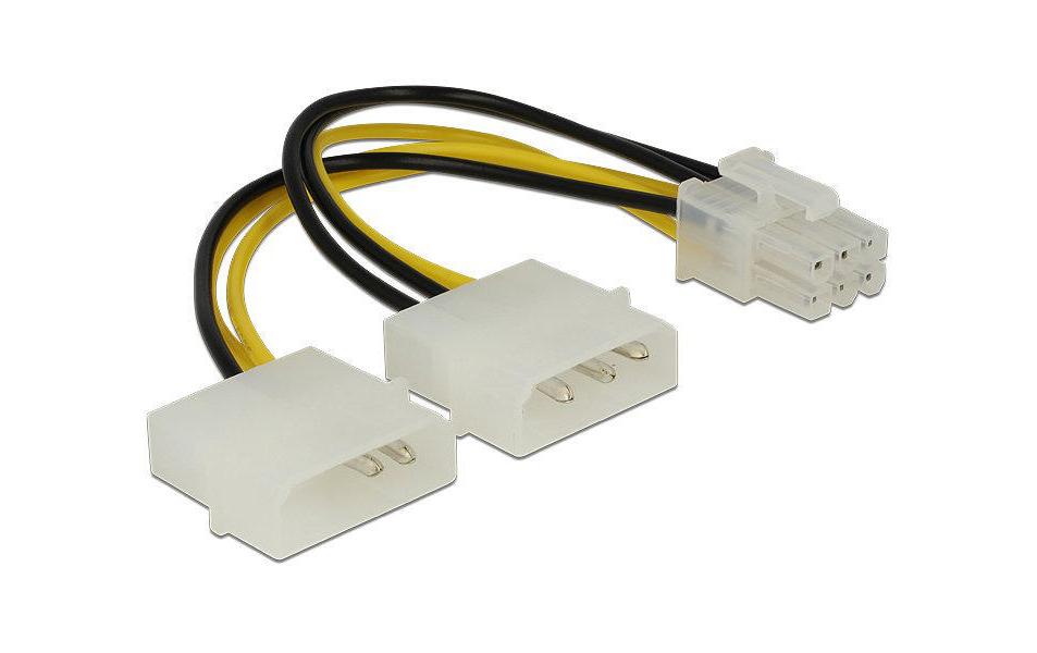 60802 - Mediatech Delock Grafikkarten PCI-Express Stromadapter 15cm, 2x 5.25 Molex auf 1x 6Pin kaufen | Mediatech.ch