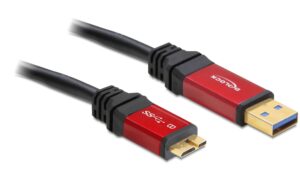 Delock, USB 3.0-Kabel Premium USB A - Micro 5m, schwarz, roter Metallstecker, Premium