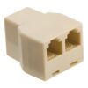 Telefonadapter RJ-11 Buchse auf 2x RJ-11 beige, 2 Port Telefon Signalverteiler, 6P4C