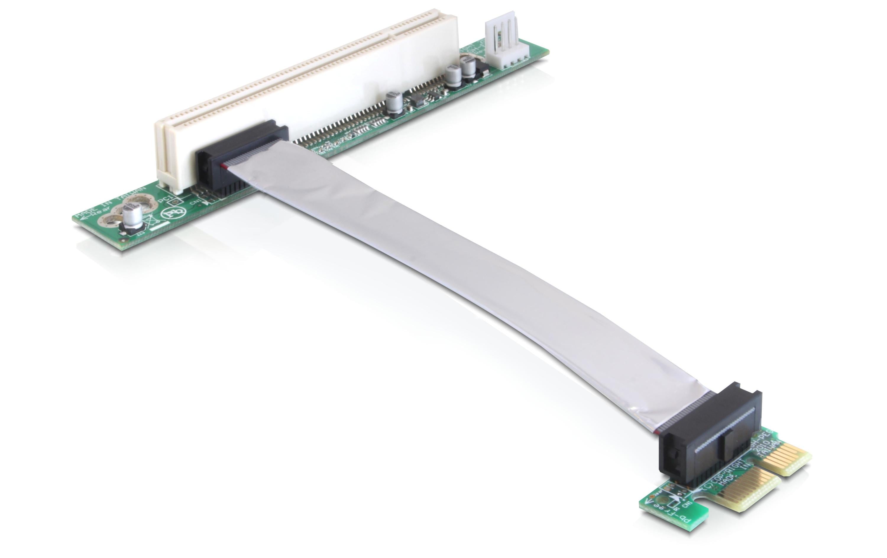 Delock PCI-Express Riserkarte, x1 zu PCI 13cm Kabel flexibel, links gewinkelt, 5V